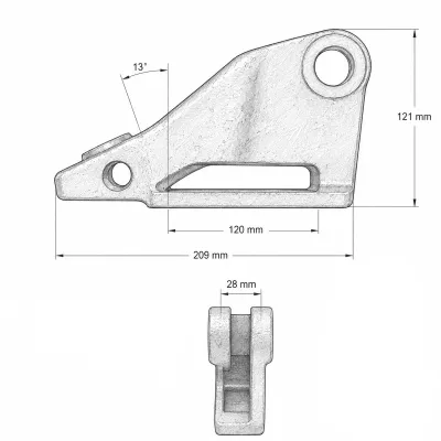 Adaptor dinte cupa lateral stanga Caterpillar J300 cod OEM 3G4308 - imagine 4