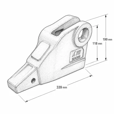 Adaptor dinte cupa lateral dreapta Caterpillar J300 cod OEM 3G4309 - imagine 4