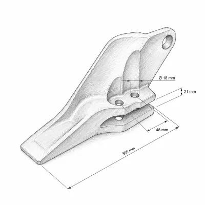 Dinte cupa lateral stanga buldoexcavator Hidromek cod OEM 810-10640 - imagine 4