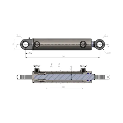 Cilindru directie hidraulic New Holland, Case IH 70x380x232mm cod OEM 5198883 - imagine 6