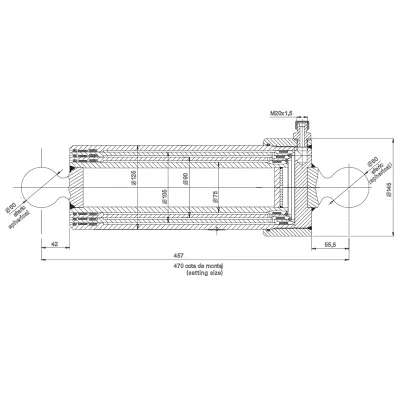 Cilindru hidraulic telescopic remorca 7T MT 150 3 trepte - imagine 6