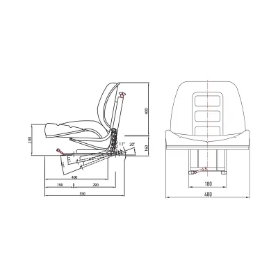 Scaun universal negru cu reglaj pentru tractor UTB U-650, U-445, Fiat, Case - imagine 4