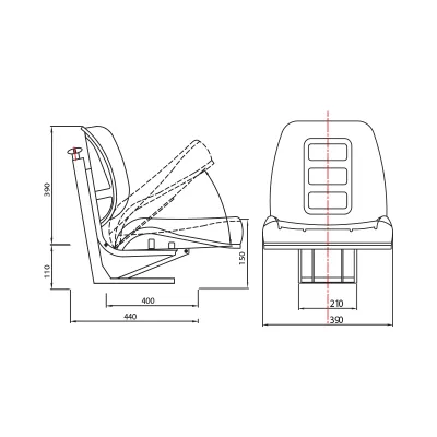 Scaun universal tractor cu sezut rabatabil - imagine 6