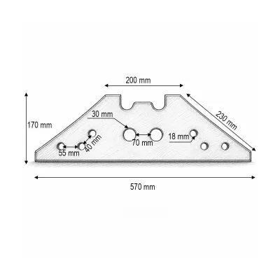 Plaz scurt plug Kverneland 170x570mm cod OEM 73608, 073608 - imagine 3