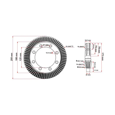Grup conic Comer Z72/Z10 M3.55 pentru grebla Maschio Gaspardo Golia Seria: 250-300/330/380/410 coroana 0.792.6000.00 pinion 0.792.5000.00 - imagine 6