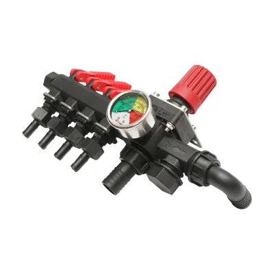 Distribuitor cu 4 cai si manometru cu glicerina pentru erbicidator (compatibil model polonez) - imagine 3
