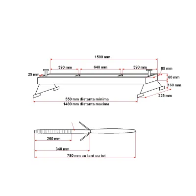 Bara suport pentru motor tip traversa 1500mm Breckner Germany - imagine 7