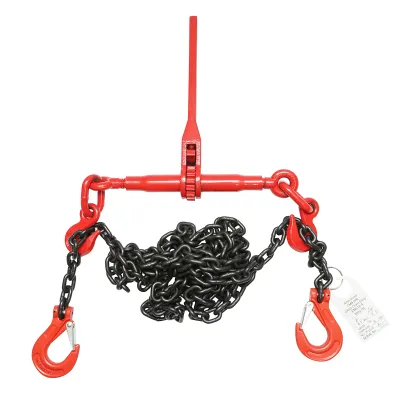 Lant ancorare pentru utilaje grele cu dispozitiv de tensionare pe clichet, greutate suportata 4T, lungime lant 4m, grosime zala fi 8mm