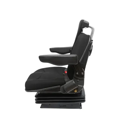 Scaun pentru tractor negru, reglabil cu cotiera, tetiera, centura si suspensie mecanica, latime sezut 455mm - imagine 3