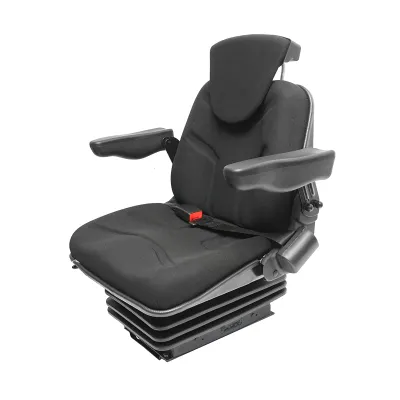 Scaun pentru tractor negru, reglabil cu cotiera, tetiera, centura si suspensie mecanica, latime sezut 455mm - imagine 2