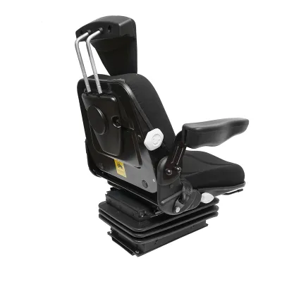 Scaun pentru tractor negru, reglabil cu cotiera, tetiera, centura si suspensie mecanica, latime sezut 455mm - imagine 4