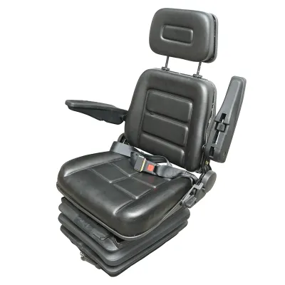 Scaun universal reglabil pe inaltime si greutate 50-130Kg, cotiere si spatar rabatabil 40-80° pentru tractor, utilaje agricole, industriale, stivuitor