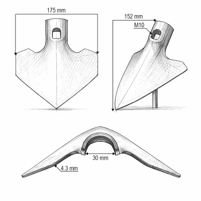 Lama sageata cultivator 175x4mm 180x4mm prindere M10 - imagine 3