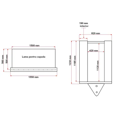 Lama de zapada pentru stivuitor latime 1500mm cu prindere pe lame 1185mm 156Kg - imagine 4