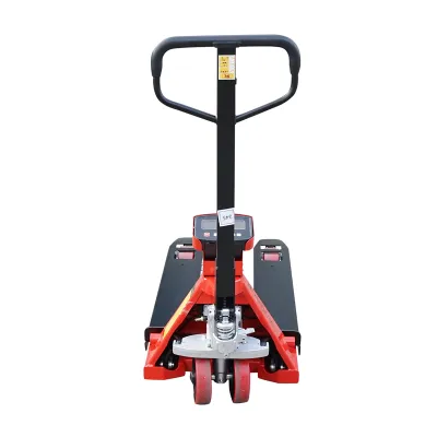Transpalet manual 2T cu cantar electronic si roata de silicon Breckner Germany - imagine 3