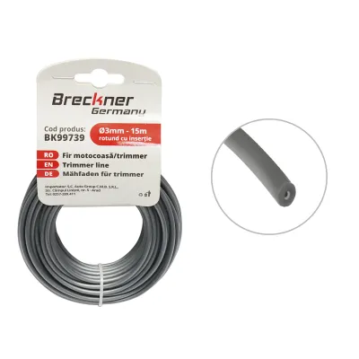 Fir rotund cu insertie metalica pentru motocoasa 3mmx15m Breckner Germany