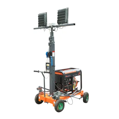 Turn de iluminat LED mobil, telescopic 4x200W 4.5KW inaltime 1800-4800mm cu generator diesel - imagine 4