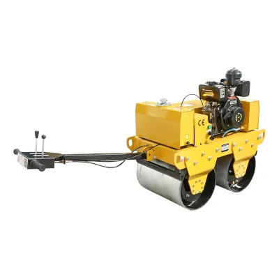 Cilindru compactor 550kg cu tamburi 2x600mm si motor diesel 6CP, CF178, pornire elctrica sau manuala - imagine 2