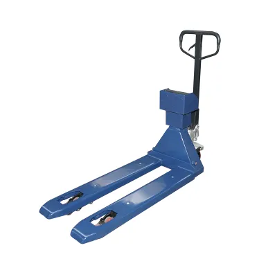 Transpalet manual 3T cu cantar electronic, baterie 6V/4Ah si roti silicon - imagine 2