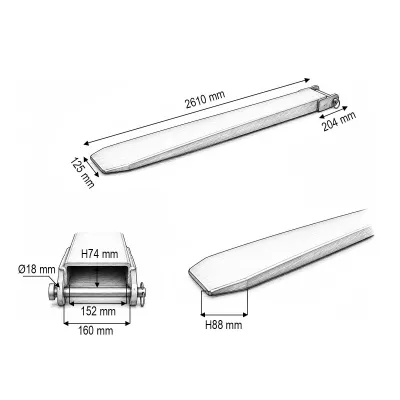Prelungitoare lame 2.6m pentru motostivuitor 3 Tone - imagine 6