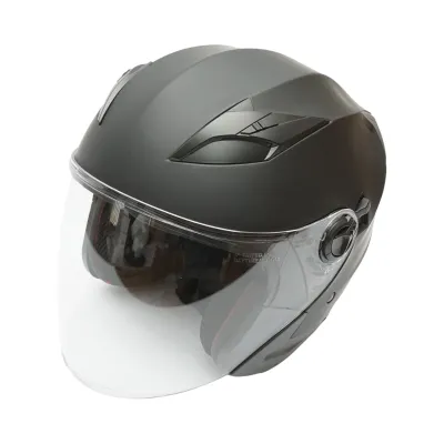 Casca moto tip jet neagra, model urban cu viziera transparenta si ochelari de soare, marimea L - imagine 14