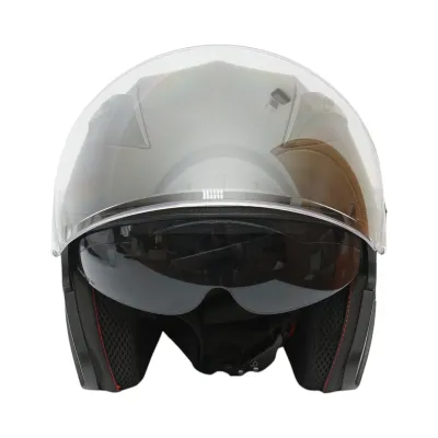 Casca moto tip jet neagra, model urban cu viziera transparenta si ochelari de soare, marimea L - imagine 7