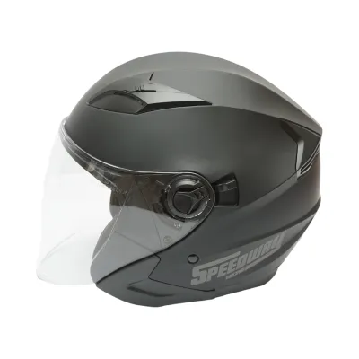 Casca moto tip jet neagra, model urban cu viziera transparenta si ochelari de soare, marimea L - imagine 3