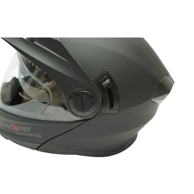 Casca motocross integrala negru mat cu viziera transparenta si ochelari de soare, marimea L Lion Matt Black Breckner Germany - imagine 7