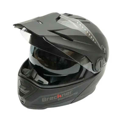 Casca motocross integrala negru mat cu viziera transparenta si ochelari de soare, marimea L Lion Matt Black Breckner Germany