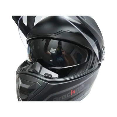 Casca motocross integrala negru mat cu viziera transparenta si ochelari de soare, marimea XL Lion Matt Black Breckner Germany - imagine 8