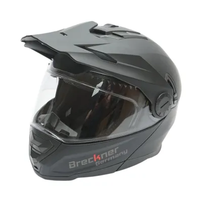 Casca motocross integrala negru mat cu viziera transparenta si ochelari de soare, marimea XL Lion Matt Black Breckner Germany