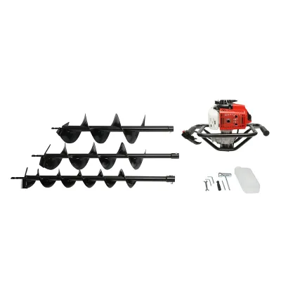 Motoburghiu foreza de pamant pe benzina 2.8CP, 2T 52cc, 3 burghie incluse 100mm, 150mm, 200mm THOR - imagine 2