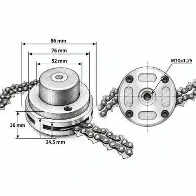 Cap tambur motocoasa cu lant drujba M10x1.25mm universal THOR - imagine 2