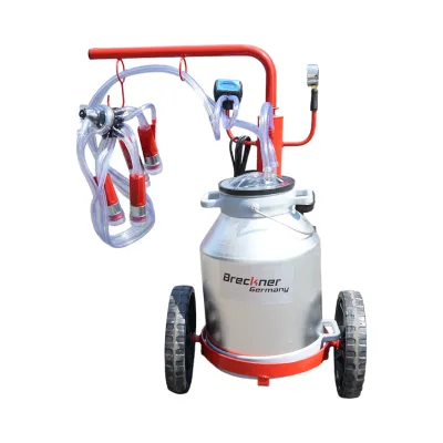 Aparat de muls vaci 1 post bidon 30L aluminiu cu vid in cadru(vacuum) Breckner Germany
