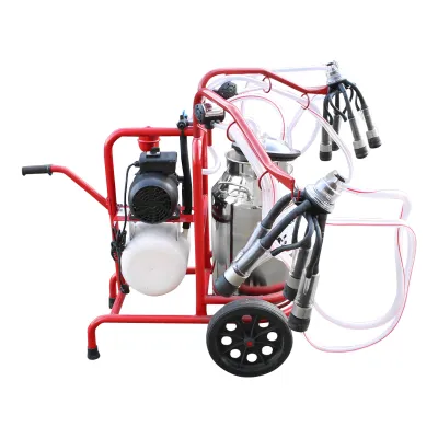 Aparat de muls vaci 2 posturi bidon 40L inox cu butelie, vacuum rezervor Breckner Germany
