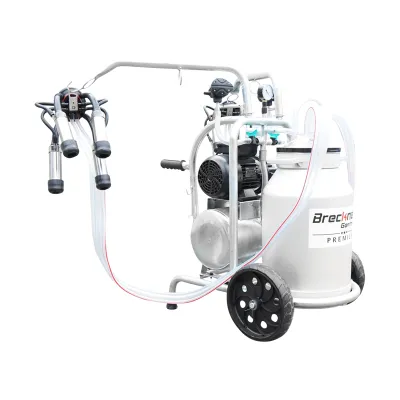 Aparat de muls vaci cu grup colector 160cc sasiu galvanizat bidon aluminiu 40L 2 posturi Breckner Germany - imagine 3