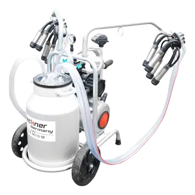 Aparat de muls vaci cu grup colector 160cc sasiu galvanizat bidon aluminiu 40L 2 posturi Breckner Germany - imagine 5