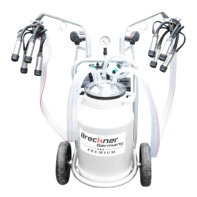 Aparat de muls vaci cu grup colector 160cc sasiu galvanizat bidon aluminiu 40L 2 posturi Breckner Germany - imagine 4