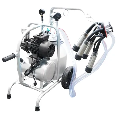 Aparat de muls vaci cu grup colector 160cc, sasiu galvanizat, bidon aluminiu 30L, 1 post Breckner Germany - imagine 3