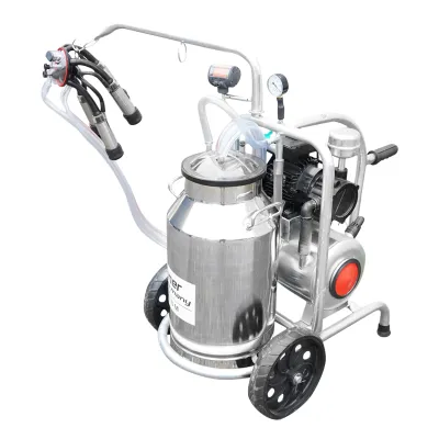 Aparat de muls vaci cu grup colector 160cc, sasiu galvanizat, bidon inox 30L, 1 post Breckner Germany - imagine 5