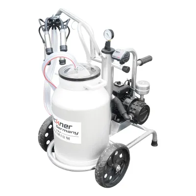 Aparat de muls vaci cu grup colector 160cc, sasiu galvanizat, bidon aluminiu 30L, 1 post, pahar inox Breckner Germany - imagine 5
