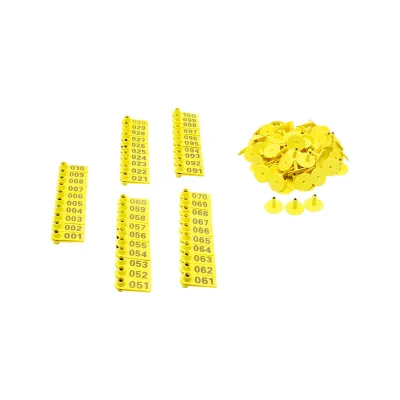 Set crotalii numerotate 001 -100 galbene pentru capre, oi Breckner Germany - imagine 3