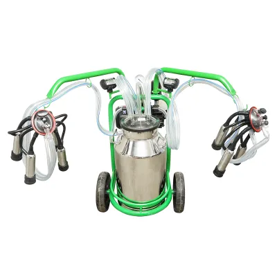Aparat de muls vaci 2 posturi bidon 40L inox cu butelie, vacuum rezervor Breckner Germany