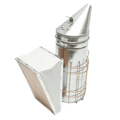 Afumator albine din otel galvanizat cu cilindru scut termic si burduf din piele 230mm - imagine 3