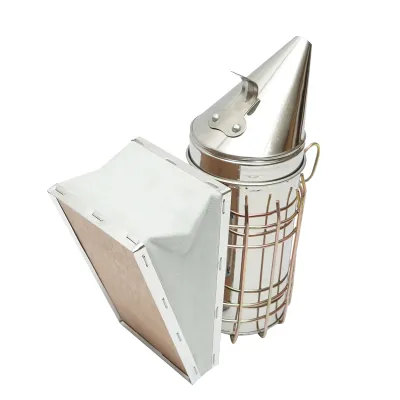 Afumator albine din inox cu cilindru scut termic si burduf din piele 160mm - imagine 3