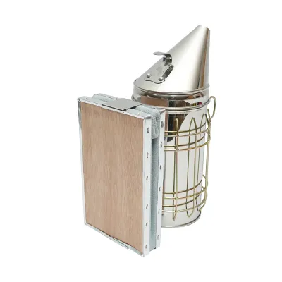 Afumator albine din inox cu cilindru scut termic si burduf din piele 190mm - imagine 2