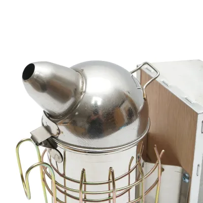 Afumator albine din otel inox cu cilindru scut termic si burduf din piele 210mm - imagine 4