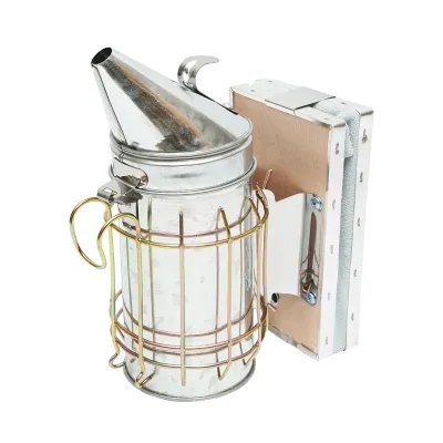Afumator albine din otel inox cu cilindru scut termic si burduf din piele 160mm - imagine 4