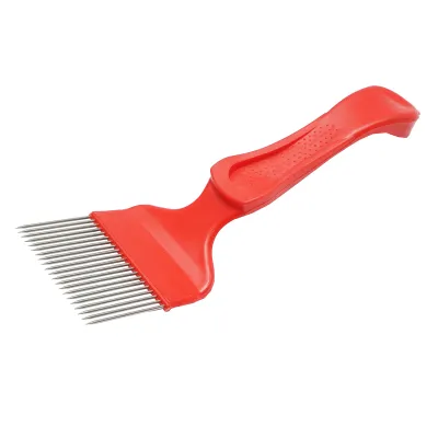 Furculita apicola pentru descapacit cu dinti indoiti din inox cu maner plastic 210mm