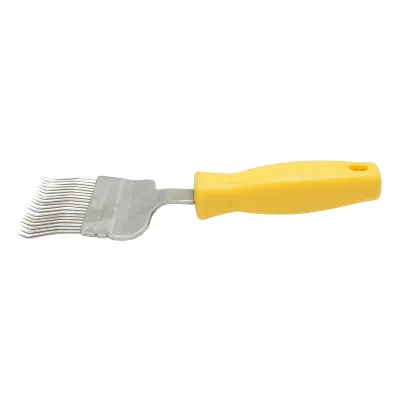 Furculita apicola pentru descapacit cu dinti indoiti din inox cu maner plastic 210mm - imagine 2